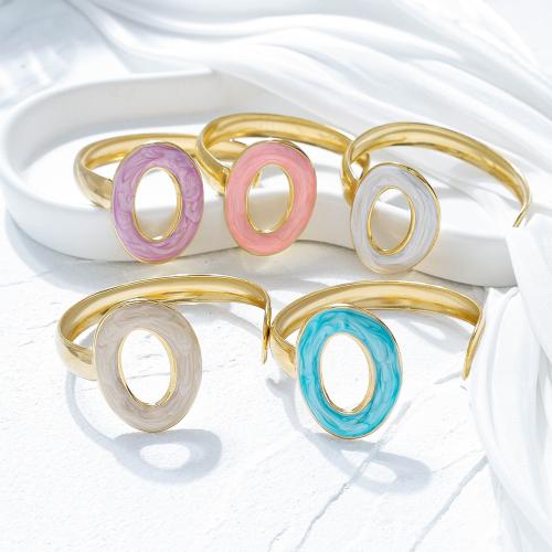 304 Stainless Steel Cuff Bangle, gold color plated, for woman & enamel & hollow, more colors for choice, Sold By PC