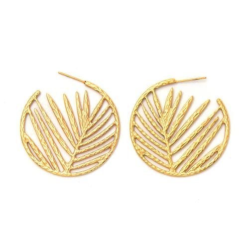 Stainless Steel Stud Earrings, 304 Stainless Steel, plated, fashion jewelry & for woman & hollow, golden, Sold By Pair