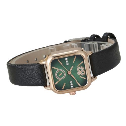 Women Wrist Watch, Alloy, with Faux Leather & Glass & 304 Stainless Steel, plated, fashion jewelry & for woman & with rhinestone, more colors for choice, Length:21 cm, Sold By PC