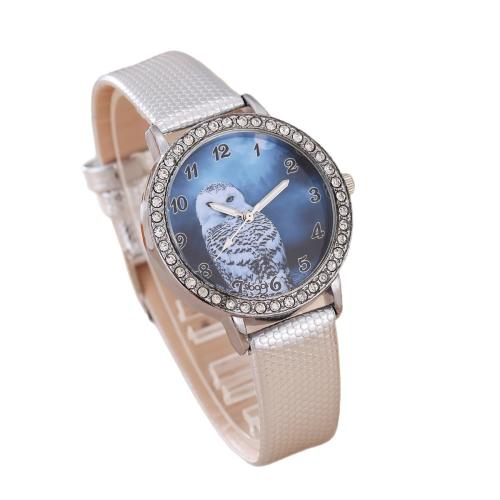 Women Wrist Watch, Alloy, with Faux Leather & Glass & 304 Stainless Steel, plated, fashion jewelry & for man & with rhinestone, more colors for choice, Length:24 cm, Sold By PC