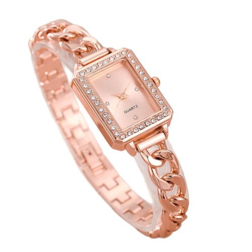 Women Wrist Watch, Alloy, with Glass & 304 Stainless Steel, plated, fashion jewelry & for woman & with rhinestone, more colors for choice, Length:20.5 cm, Sold By PC