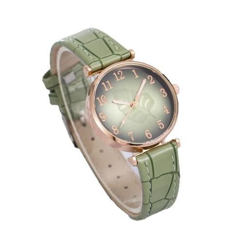 Women Wrist Watch, Alloy, with Faux Leather & Glass & 304 Stainless Steel, plated, fashion jewelry & for woman, more colors for choice, Length:24 cm, Sold By PC