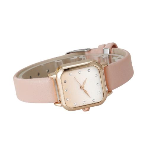Women Wrist Watch, Alloy, with PU Leather & Glass & 304 Stainless Steel, plated, fashion jewelry & for woman & with rhinestone, more colors for choice, Length:20.5 cm, Sold By PC