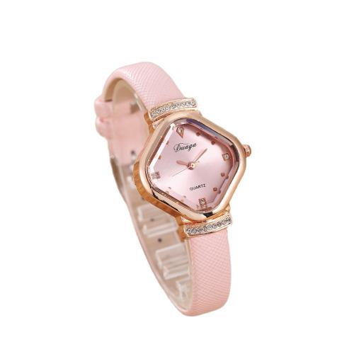 Women Wrist Watch, Alloy, with Faux Leather & Glass & 304 Stainless Steel, plated, fashion jewelry & for woman & with rhinestone, more colors for choice, Length:21 cm, Sold By PC