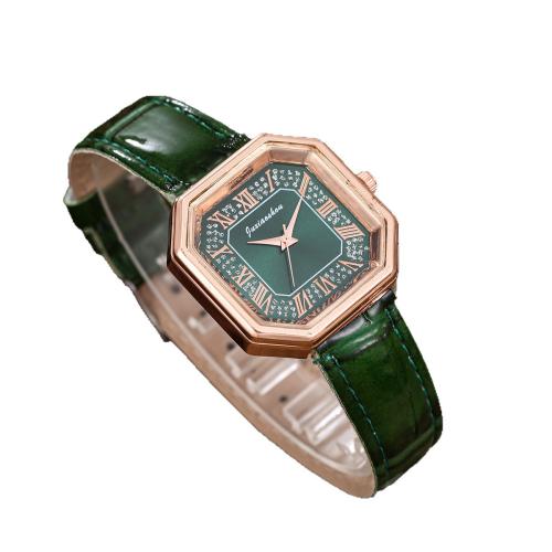 Women Wrist Watch, Alloy, with PU Leather & Glass & 304 Stainless Steel, plated, fashion jewelry & for woman & with rhinestone, more colors for choice, Length:24 cm, Sold By PC