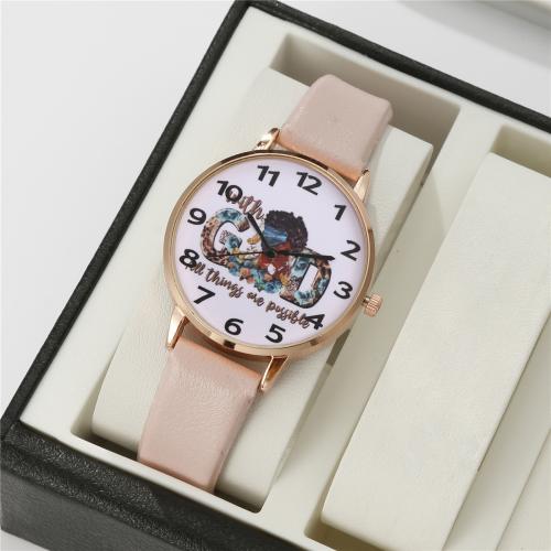 Women Wrist Watch, Alloy, with Faux Leather & Glass & 304 Stainless Steel, plated, fashion jewelry & for woman & with rhinestone, more colors for choice, Length:24 cm, Sold By PC