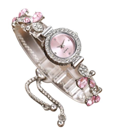 Women Watch Bracelet, Alloy, with Glass & 304 Stainless Steel, plated, fashion jewelry & for woman & with rhinestone, more colors for choice, Length:25 cm, Sold By PC