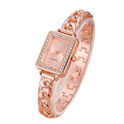 Women Wrist Watch, Alloy, with Glass & 304 Stainless Steel, plated, fashion jewelry & for woman & with rhinestone, more colors for choice, Length:20.5 cm, Sold By PC