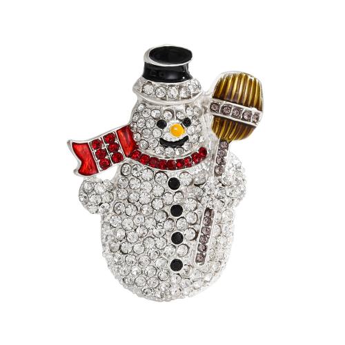 Christmas Brooches, Tibetan Style, Snowman, Unisex & enamel & with rhinestone, silver color, Sold By PC