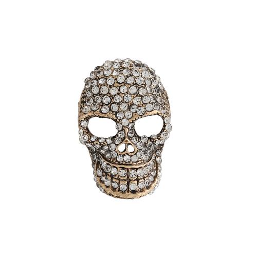 Rhinestone Brooch, Tibetan Style, Skull, Halloween Design & Unisex & with rhinestone & hollow, Sold By PC