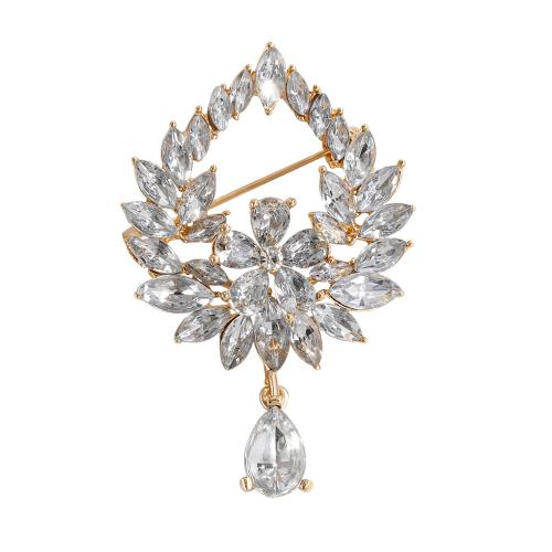 Rhinestone Brooch, Tibetan Style, Unisex & with rhinestone & hollow, white, Sold By PC