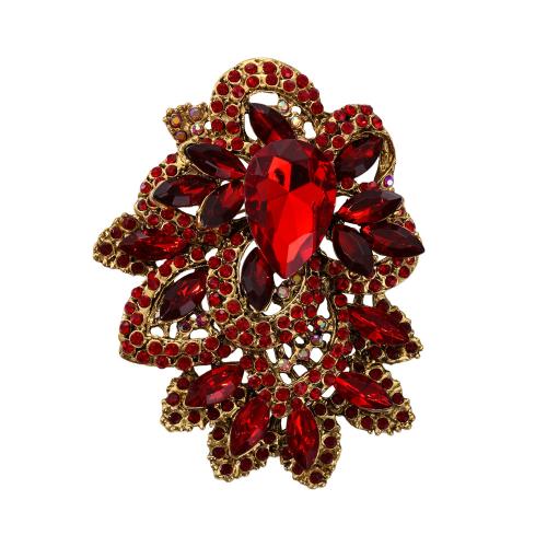 Rhinestone Brooch, Tibetan Style, Flower, Unisex & with rhinestone & hollow, more colors for choice, Sold By PC