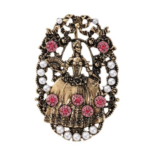Rhinestone Brooch, Tibetan Style, with Plastic Pearl, Unisex & with rhinestone & hollow, Sold By PC