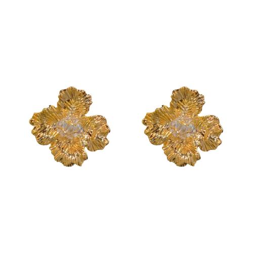 Brass Stud Earring, with Cubic Zirconia, petals, plated, fashion jewelry & for woman, more colors for choice, 26x26mm, Sold By Pair
