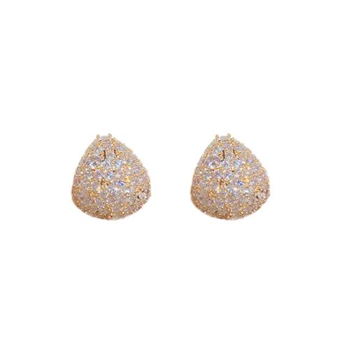 Cubic Zirconia Micro Pave Brass Earring, Teardrop, plated, fashion jewelry & micro pave cubic zirconia & for woman, more colors for choice, 16x14mm, Sold By Pair