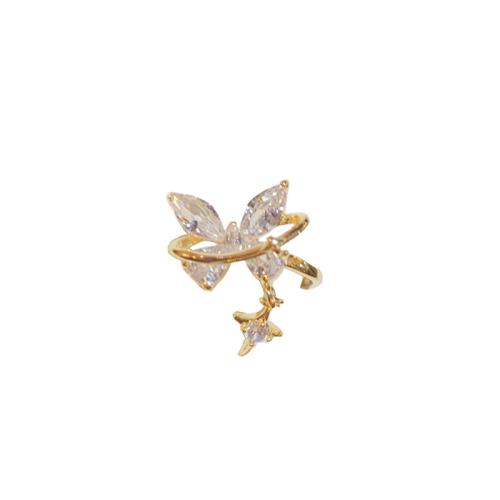 Fashion Earring Cuff and Wraps, Brass, Butterfly, plated, fashion jewelry & micro pave cubic zirconia & for woman, more colors for choice, 15x10mm, Sold By PC