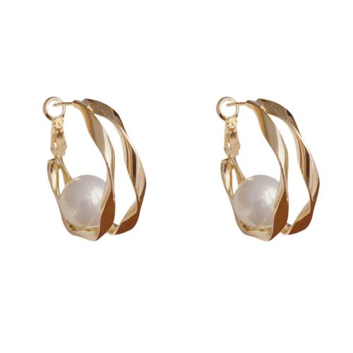 Brass Leverback Earring, with Plastic Pearl, plated, fashion jewelry & for woman, more colors for choice, 29.30x11.90mm, Sold By Pair