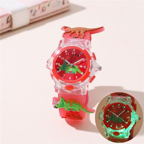 Fashion Children Watch, Plastic, with 304 Stainless Steel, plated, fashion jewelry & for children & luminated, more colors for choice, Sold By PC