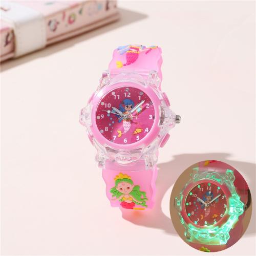 Fashion Children Watch, Plastic, with 304 Stainless Steel, plated, fashion jewelry & for children & luminated, more colors for choice, Sold By PC