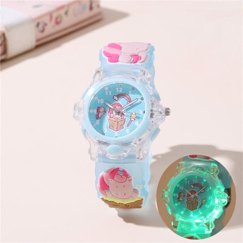 Fashion Children Watch, Plastic, with 304 Stainless Steel, plated, fashion jewelry & for children & luminated, more colors for choice, Sold By PC