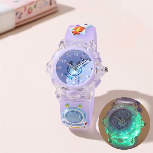 Fashion Children Watch, Plastic, with 304 Stainless Steel, plated, fashion jewelry & for children & luminated, more colors for choice, Sold By PC