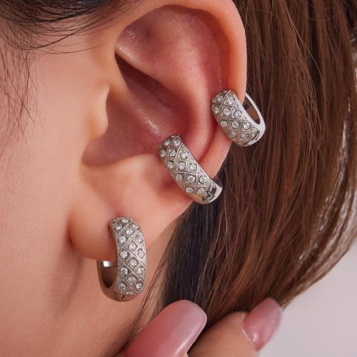 Stainless Steel Huggie Hoop Earring, 304 Stainless Steel, gold color plated, fashion jewelry & micro pave cubic zirconia, more colors for choice, Sold By PC