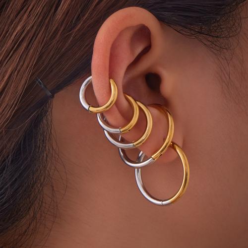 Stainless Steel Hoop Earring, 304 Stainless Steel, gold color plated, fashion jewelry, more colors for choice, Sold By Pair