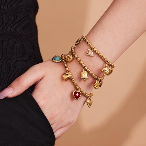 Stainless Steel Jewelry Bracelet, 304 Stainless Steel, gold color plated, fashion jewelry & micro pave cubic zirconia, more colors for choice, Sold By PC