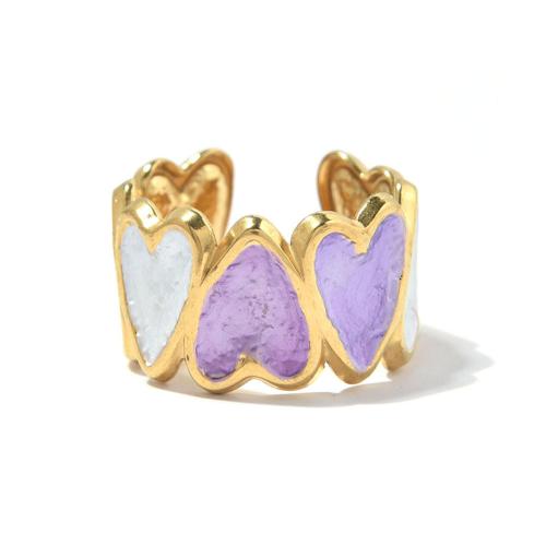 Enamel Stainless Steel Finger Ring, 304 Stainless Steel, gold color plated, fashion jewelry & for woman, more colors for choice, Sold By PC