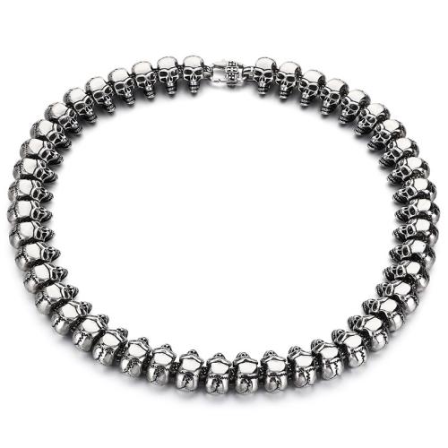 Stainless Steel Chain Necklace, 304 Stainless Steel, Skull, plated, fashion jewelry & for man, more colors for choice, Sold By PC