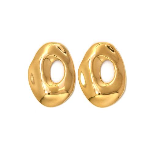 Stainless Steel Stud Earrings, 304 Stainless Steel, plated, fashion jewelry & for woman & hollow, golden, Sold By Pair
