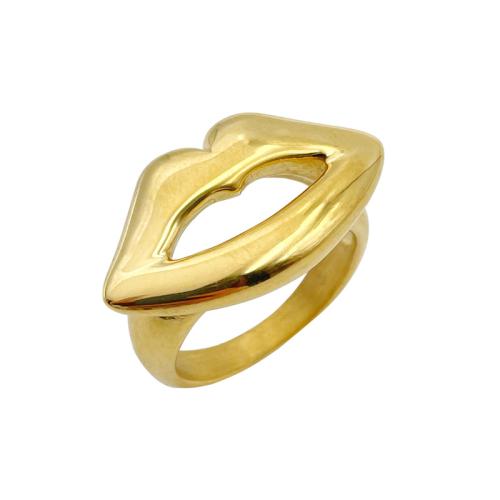 Stainless Steel Finger Ring, 304 Stainless Steel, 14K gold plated, different size for choice & for woman & hollow, Sold By PC