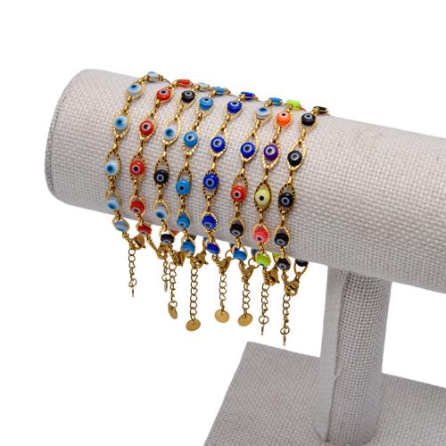 Evil Eye Jewelry Bracelet, 304 Stainless Steel, with Acrylic, gold color plated, fashion jewelry & for woman & hollow, more colors for choice, Sold By PC
