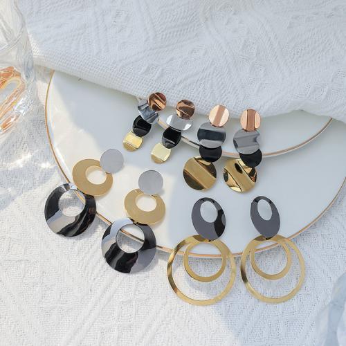 Stainless Steel Drop Earring, 304 Stainless Steel, plated, different styles for choice & for woman & hollow, multi-colored, Sold By Pair