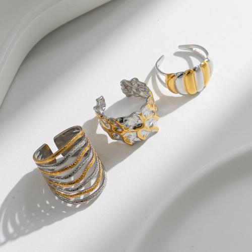 Stainless Steel Finger Ring, 304 Stainless Steel, plated, different styles for choice & for woman & two tone, Sold By PC