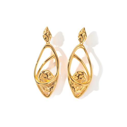 Stainless Steel Drop Earring, 304 Stainless Steel, plated, fashion jewelry & for woman & hollow, golden, Sold By Pair