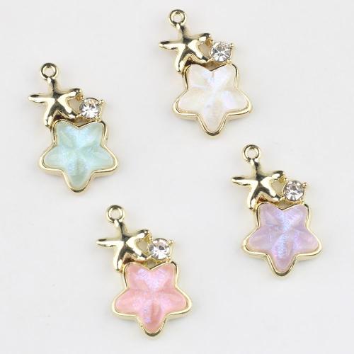 Resin Tibetan Style Pendants, with Resin, Star, plated, DIY & micro pave cubic zirconia, more colors for choice, 21x14mm, 100PCs/Bag, Sold By Bag