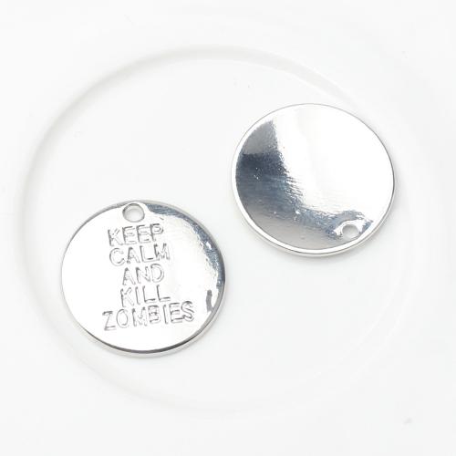 Tibetan Style Tag Charm, Coin, silver color plated, DIY, silver color, 100PCs/Bag, Sold By Bag