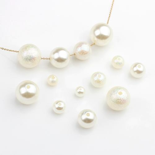 Resin Jewelry Beads, Round, DIY & imitation pearl, white, 100PCs/Bag, Sold By Bag