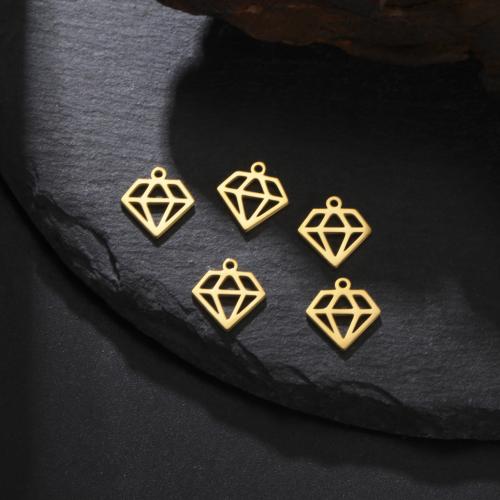 Stainless Steel Pendants, 304 Stainless Steel, Diamond Shape, plated, DIY & hollow, more colors for choice, 10.10x10.50mm, 10PCs/Bag, Sold By Bag