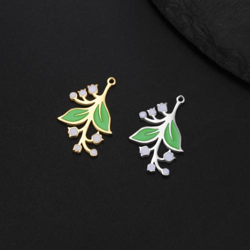 Stainless Steel Pendants, 304 Stainless Steel, Flower, plated, DIY & enamel, more colors for choice, 15x23mm, 10PCs/Bag, Sold By Bag