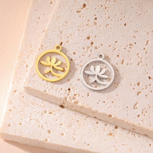 Stainless Steel Flower Pendant, 304 Stainless Steel, Round, plated, DIY & hollow, more colors for choice, 13x11mm, 10PCs/Bag, Sold By Bag