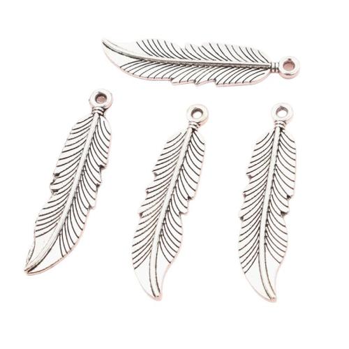 Tibetan Style Feather Pendants, DIY, 45x11mm, 100PCs/Bag, Sold By Bag