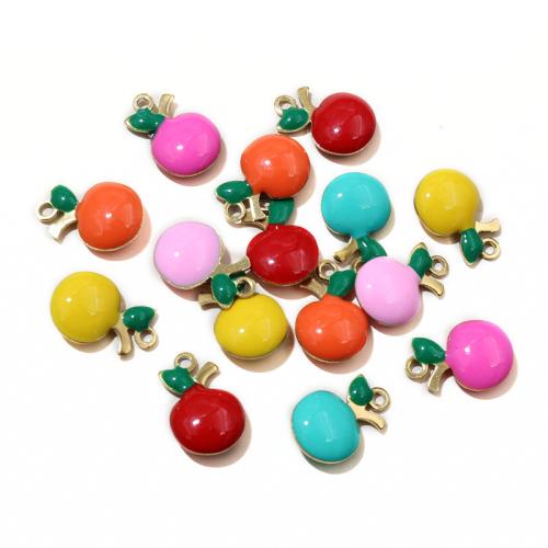 Stainless Steel Pendants, 304 Stainless Steel, Apple, real gold plated, DIY & enamel, 11x8mm, 100PCs/Bag, Sold By Bag