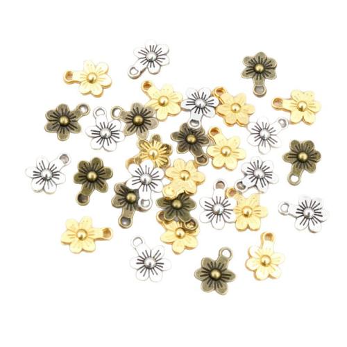 Tibetan Style Flower Pendants, DIY, more colors for choice, 12x9mm, 100PCs/Bag, Sold By Bag