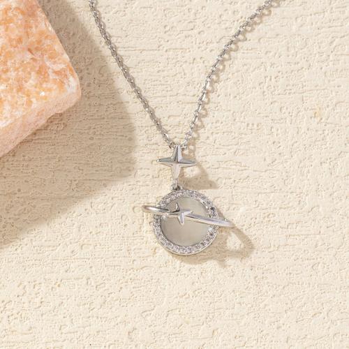 Cubic Zircon Micro Pave Brass Necklace, with Cats Eye, plated, fashion jewelry & micro pave cubic zirconia & for woman, more colors for choice, Sold By PC