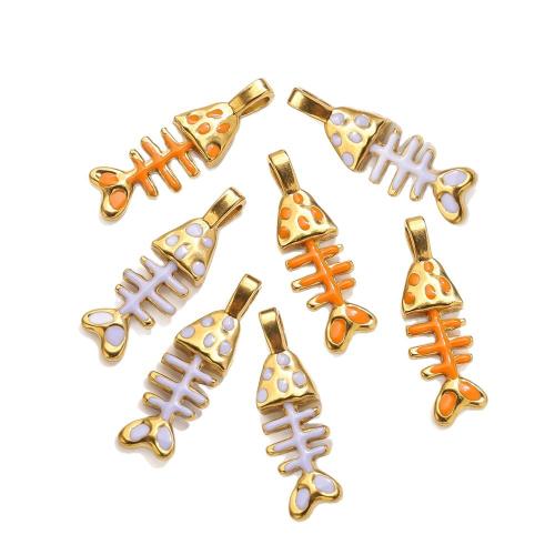 Stainless Steel Pendants, 304 Stainless Steel, Fish Bone, DIY & enamel, more colors for choice, 3PCs/Bag, Sold By Bag