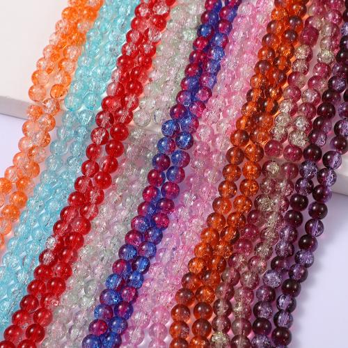 Crackle Glass Beads, Round, DIY, more colors for choice, 10mm, Approx 85PCs/Strand, Sold By Strand