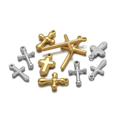 Stainless Steel Cross Pendants, 304 Stainless Steel, gold color plated, DIY, more colors for choice, 5PCs/Bag, Sold By Bag