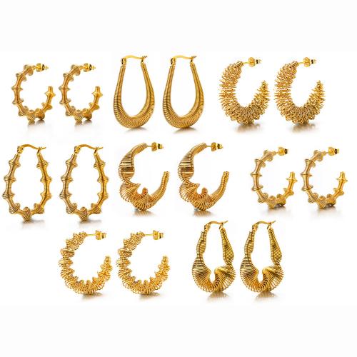 Stainless Steel Stud Earrings, 304 Stainless Steel, gold color plated, fashion jewelry, more colors for choice, Sold By Pair